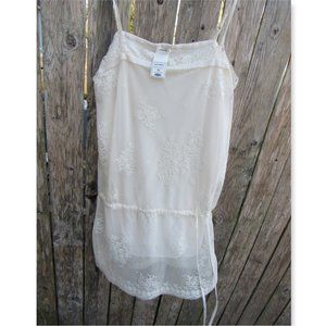 Cottagecore Ivory Tank Top Floral Mesh Spaghetti Straps Tunic Length Old Navy M
